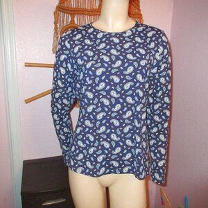 Lands' End Womens Rash Guard Size M Swimsuit Top UPF Long Sleeves Modest Beach